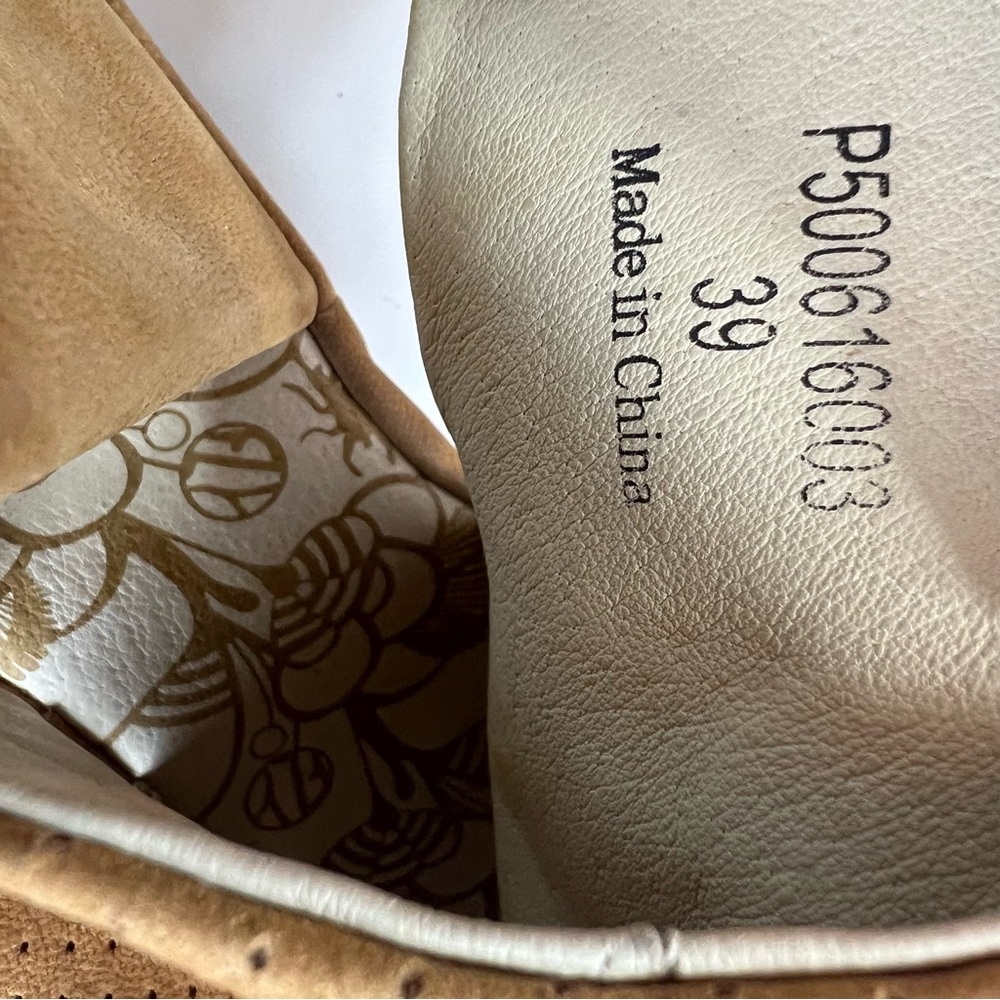 FLY London Yema Taupe Peep Toe Wedge Sandals Size 39/8-8.5 Chunky Cleat Boho - Picture 11 of 12